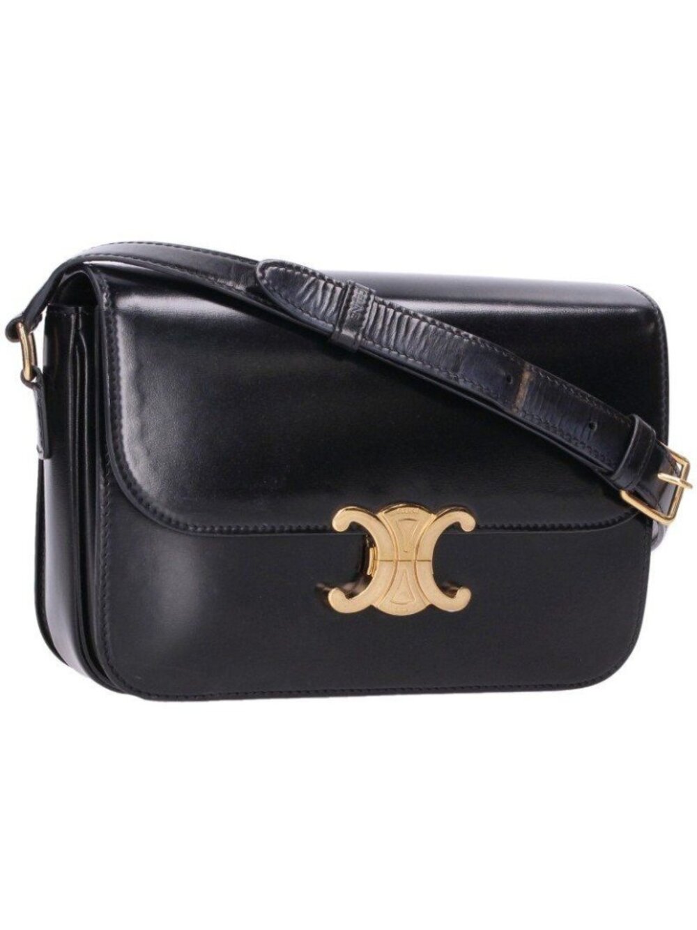 Celine Classic Triomphe Shiny Calfskin Shoulder Bag